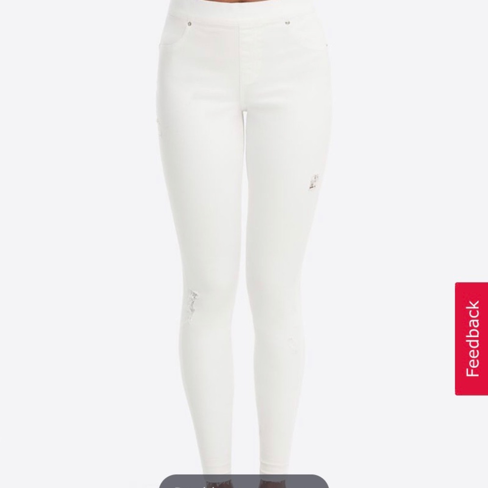 Spanx white distressed pants